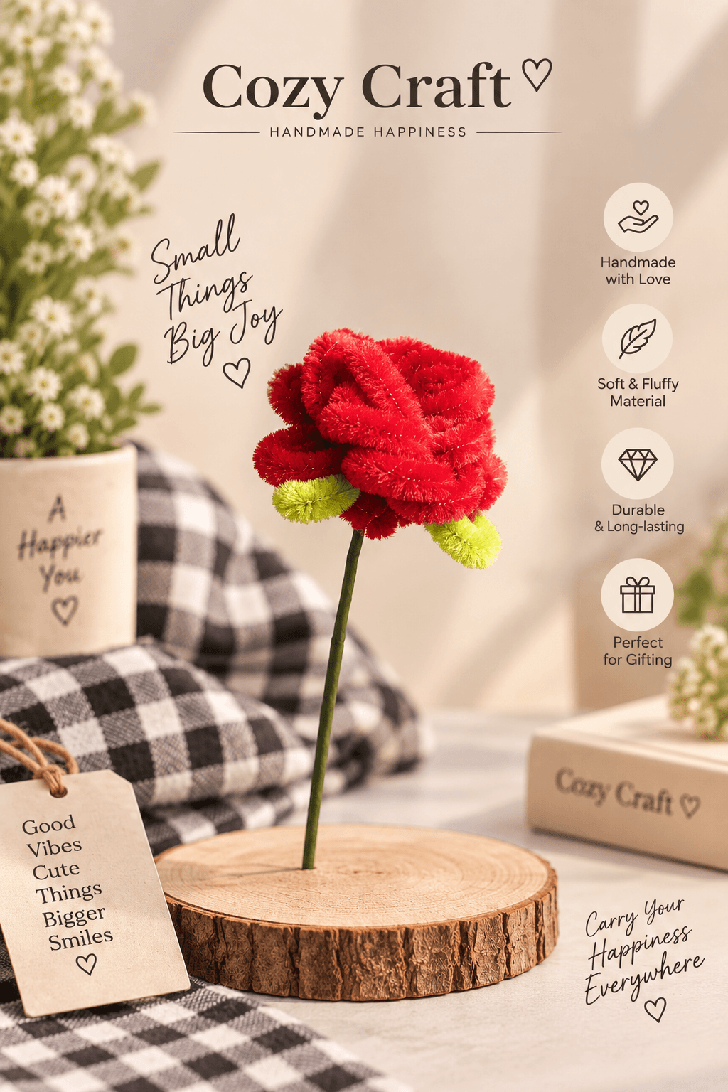 Handmade Red Rose Bouquet - Pipe Cleaner