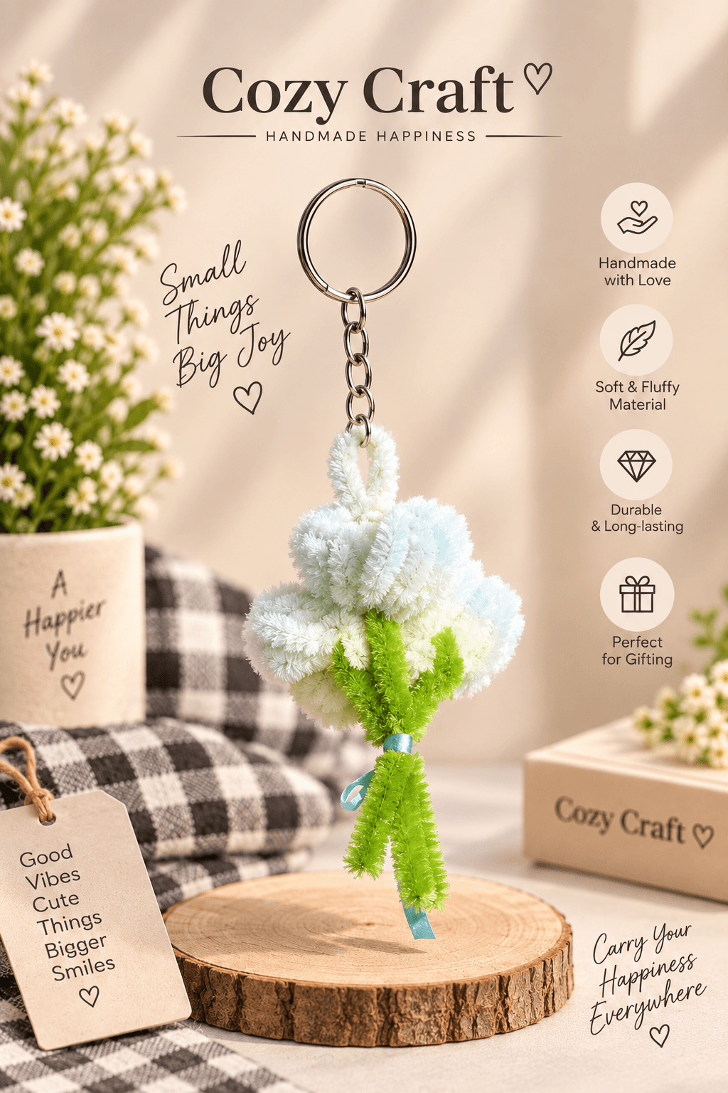 Mini Lily Bouquet Keychain - Cloud Blue