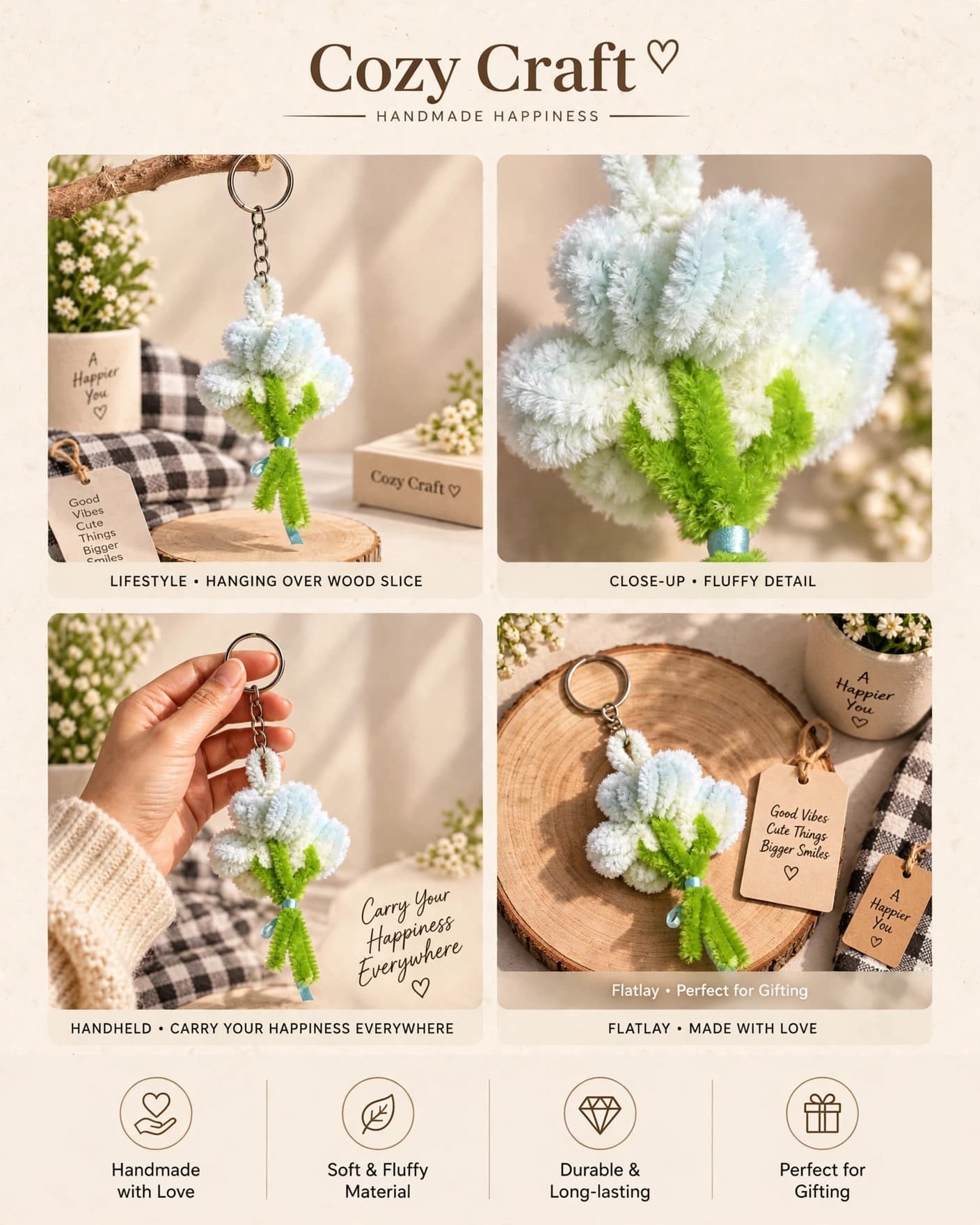 Mini Lily Bouquet Keychain - Cloud Blue alternate view